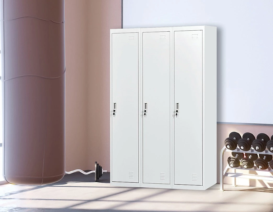 Salvatore Angelotti Furniture Three-Door Side By Side Office Gym Shed Storage Locker