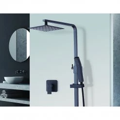 Della Francesca DIY & Renovation WELS 8" Rain Shower Head Set Square Dual Heads Faucet High Pressure With Mixer