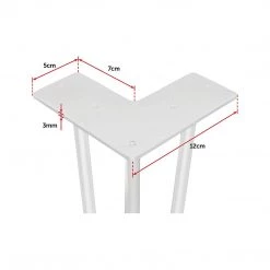 Della Francesca Set Of 4 White Industrial Retro 3-Rod Table Legs 12mm Steel Bench Desk - 41cm