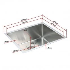 Brienz DIY & Renovation 490x440mm Stainless Steel Single Bowl Sink With Round Waste