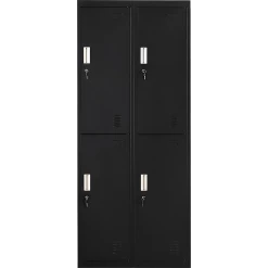 Salvatore Angelotti Furniture Black Four-Door Office Gym Shed Storage Locker- Standard Lock With 2 Keys
