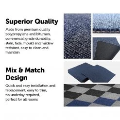 Randy & Travis Machinery Furniture 5m2 Box Of Premium Carpet Tiles Commercial Domestic Office Heavy Use Flooring In Blue