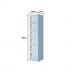 Salvatore Angelotti Grey 6-Door Locker For Office Gym Shed School Home Storage - Standard Lock With 2 Keys Furniture