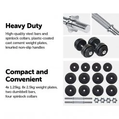 Randy & Travis Machinery 30KG Dumbbell Adjustable Weight Set Sports & Fitness