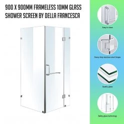 DIY & Renovation 90 X 90cm Frameless 10mm Glass Shower Screen By Della Francesca CHROME Hinges/Brackets And ROUND Handle