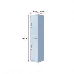 Salvatore Angelotti Grey 2-Door Locker For Office Gym Shed School Home Storage - Padlock-operated Furniture