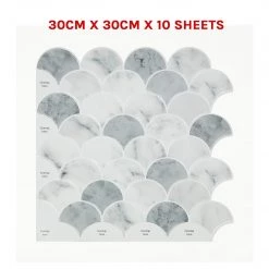 Randy & Travis Machinery Tiles 3D Peel And Stick Wall Tile Fish Scale Mosaic ({{Size}} X 10 Sheets) DIY & Renovation