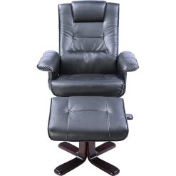 Palermo PU Leather Massage Chair Recliner Ottoman Lounge Remote - Black