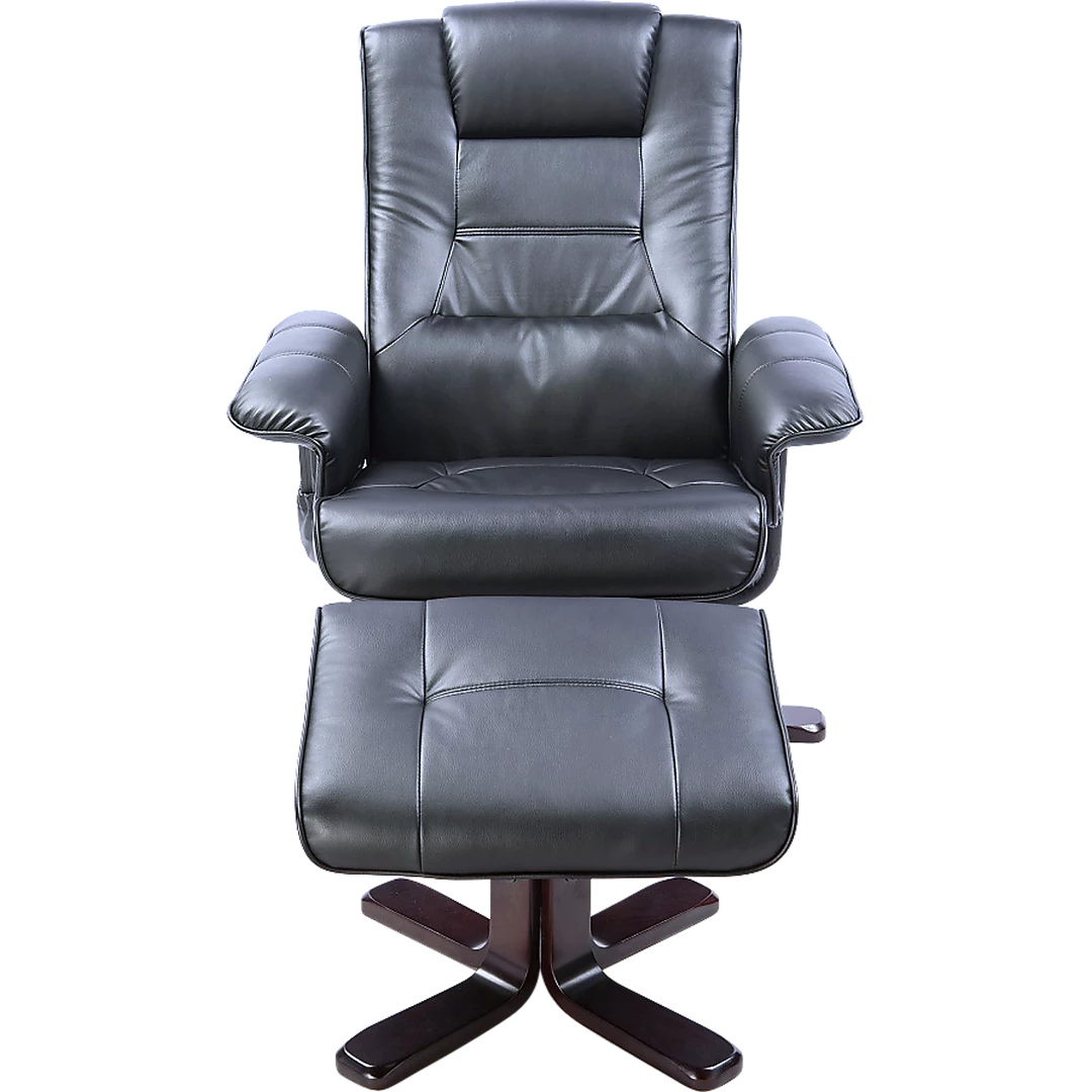 Palermo PU Leather Massage Chair Recliner Ottoman Lounge Remote - Black