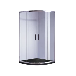 Della Francesca 90 X 90cm Rounded Sliding 6mm Curved Shower Screen With Base In Chrome With Black Base