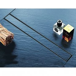 Della Francesca DIY & Renovation 80cm Tile Insert Black Grate Drain W/Centre Outlet Floor Waste