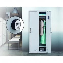 Salvatore Angelotti Furniture Grey One-Door Office Gym Shed Clothing Locker Cabinet - 4-Digit Combination Lock