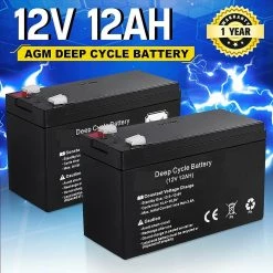 FactoryFast.com.au 2 X 12AH Battery 12V AMP Lead Acid SLA Deep Cycle Battery Dual Solar Power DIY & Renovation
