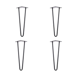 Della Francesca Set Of 4 Industrial Retro Hairpin Table Legs 12mm Steel Bench Desk - 41cm Black