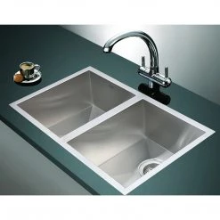 Brienz 1.2mm Handmade Double Stainless Steel Sink With Waste - 770x450mm