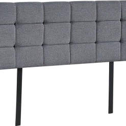Palermo Grey Linen Fabric Queen Deluxe Tufted Headboard Bedhead