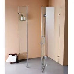 100 X 90cm Frameless 10mm Glass Shower Screen By Della Francesca CHROME Hinges/Brackets And ROUND Handle