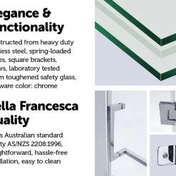 110 X 90cm Frameless 10mm Glass Shower Screen By Della Francesca CHROME Hinges/Brackets And SQUARE Handle DIY & Renovation