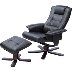 Palermo PU Leather Massage Chair Recliner Ottoman Lounge Remote - Black