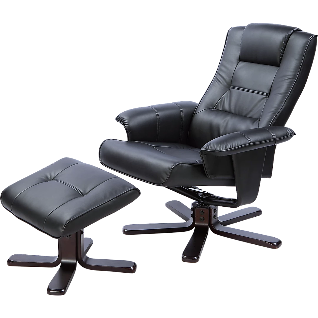 Palermo PU Leather Massage Chair Recliner Ottoman Lounge Remote - Black