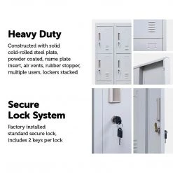 Salvatore Angelotti Furniture Grey 12-Door Locker For Office Gym Shed School Home Storage - Standard Lock With 2 Keys