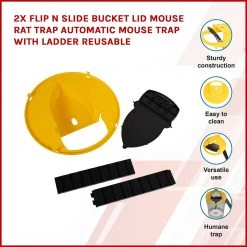 Randy & Travis Machinery 2x Flip N Slide Bucket Lid Mouse Rat Trap Automatic Mouse Trap With Ladder Reusable Home & Lifestyle