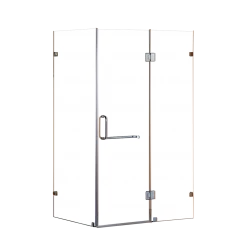 110 X 90cm Frameless 10mm Glass Shower Screen By Della Francesca Nickel Hinges/Brackets And Round Handle