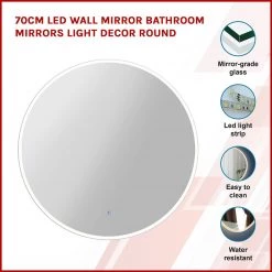 Della Francesca 70cm LED Wall Mirror Bathroom Mirrors Light Decor Round