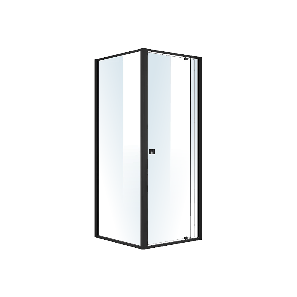Della Francesca Front: (74~82) X 195cm Adjustable Semi Frameless Shower Screen In Black Side: (77~80) X 195cm