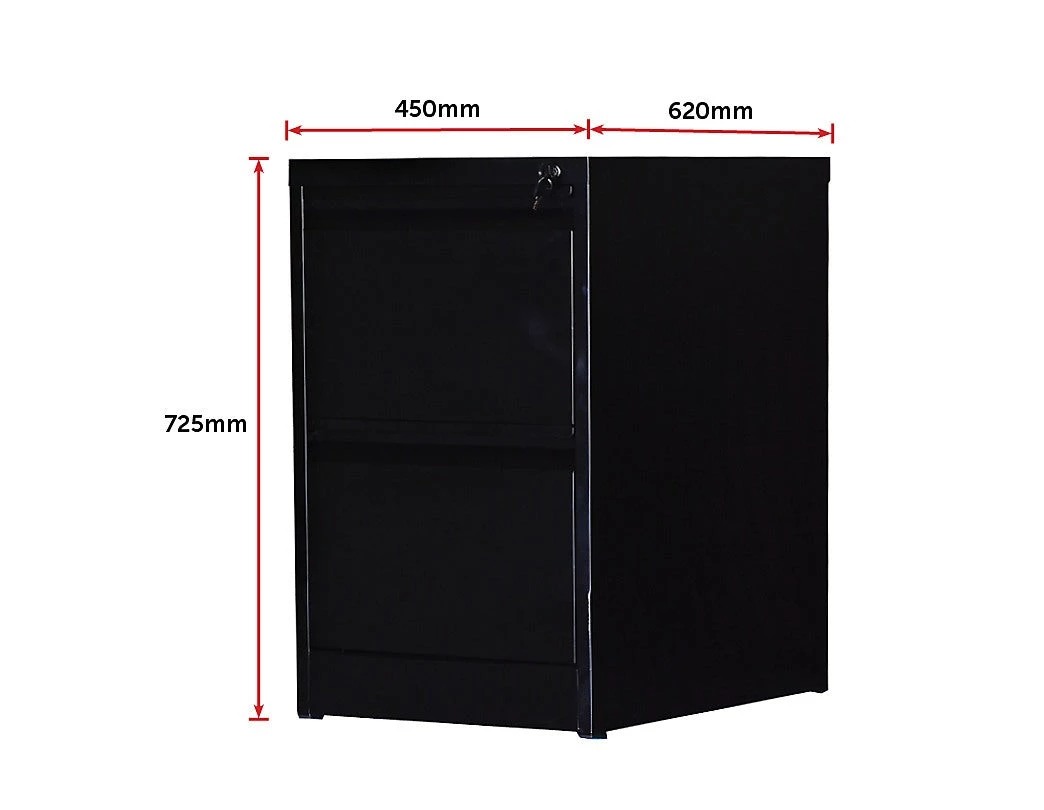 Salvatore Angelotti Furniture 2-Drawer Shelf Office Gym Filing Storage Locker Cabinet - Black