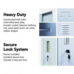 Salvatore Angelotti Furniture Grey 2-Door Locker For Office Gym Shed School Home Storage - Standard Lock With 2 Keys