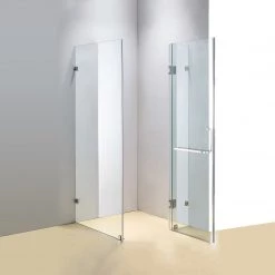 100 X 80cm Frameless 10mm Glass Shower Screen By Della Francesca CHROME Hinges/Brackets And SQUARE Handle