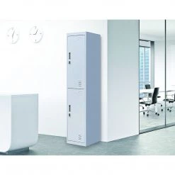 Salvatore Angelotti Grey 2-Door Locker For Office Gym Shed School Home Storage - Padlock-operated Furniture