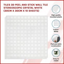 Randy & Travis Machinery Tiles 3D Peel And Stick Wall Tile Stereoscopic Crystal White ({{Size}} X 10 Sheets) DIY & Renovation