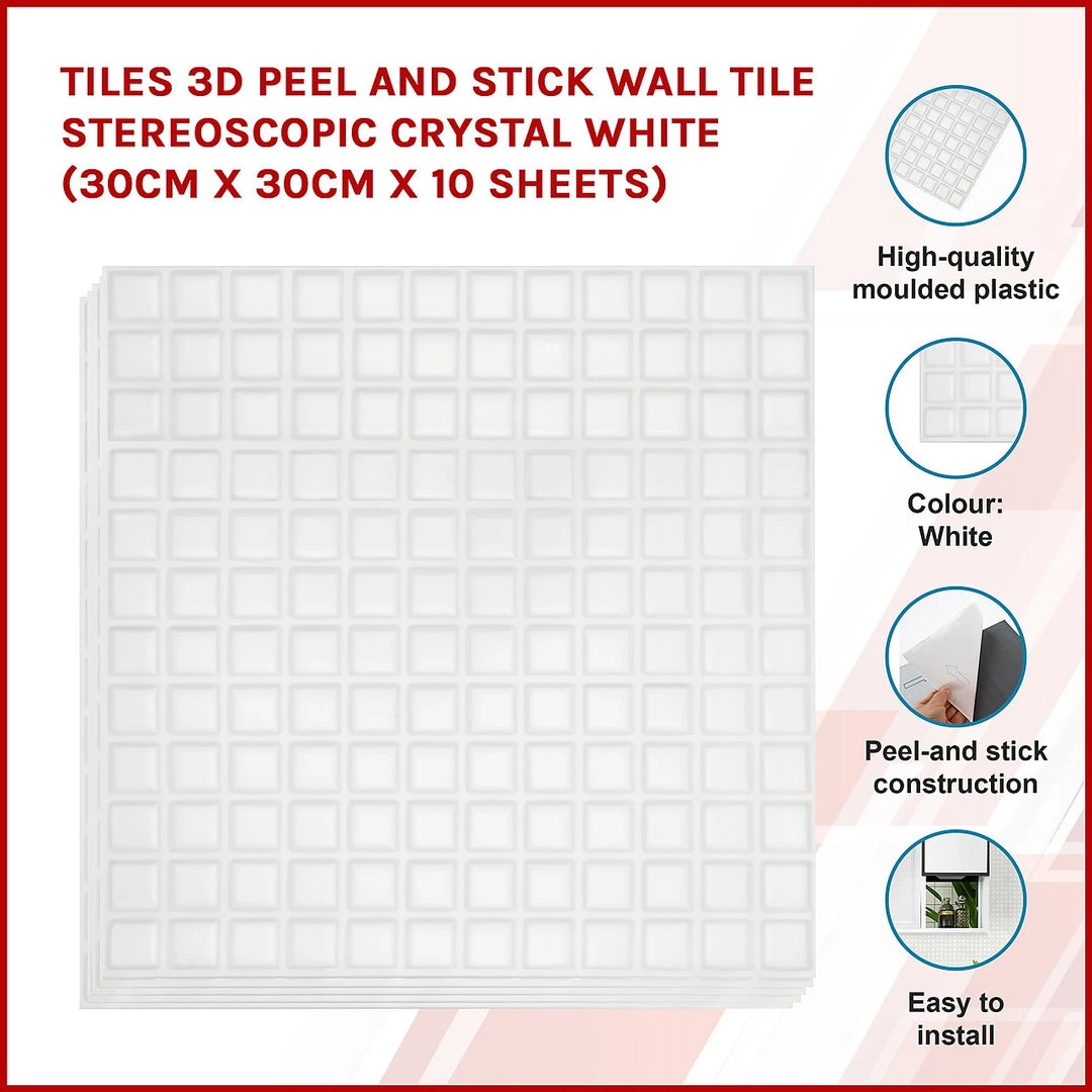 Randy & Travis Machinery Tiles 3D Peel And Stick Wall Tile Stereoscopic Crystal White ({{Size}} X 10 Sheets) DIY & Renovation