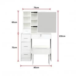 Palermo Dressing Table Stool Mirror Jewellery Cabinet Makeup Storage Drawer White Furniture