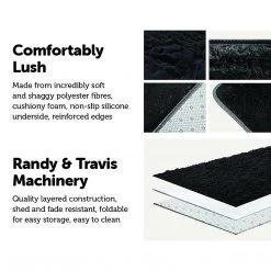 Randy & Travis Machinery Furniture 230x160cm Floor Rugs Large Shaggy Rug Area Carpet Bedroom Living Room Mat Black