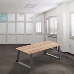 Della Francesca Furniture Trapezium-Shaped Table Bench Desk Legs Retro Industrial Design Fully Welded - Black