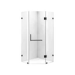 900 X 900mm Frameless 10mm Glass Shower Screen By Della Francesca Black Hinges/Brackets And Square Handle