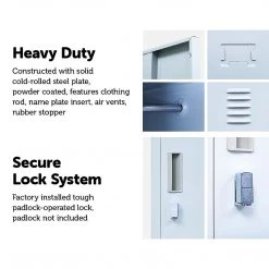 Salvatore Angelotti Grey 2-Door Locker For Office Gym Shed School Home Storage - Padlock-operated Furniture