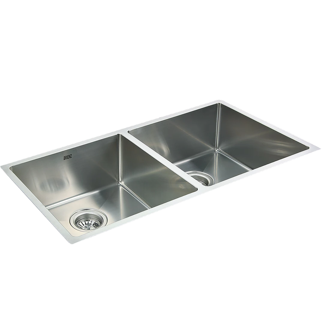 Brienz 1.0mm Handmade Double Stainless Steel Sink With Waste - 865x440mm