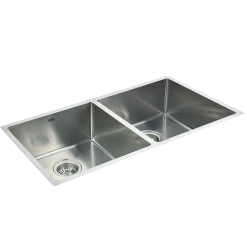 Brienz DIY & Renovation 1.2mm Handmade Double Stainless Steel Sink With Waste - 865x440mm