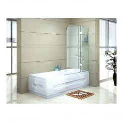 120 X 145cm Frameless Glass Bath Screen By Della Francesca Nickel Finish DIY & Renovation