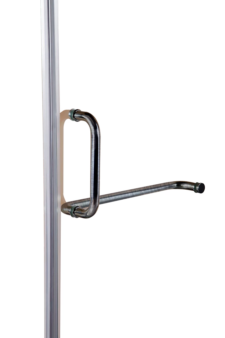 120 X 90cm Frameless 10mm Glass Shower Screen By Della Francesca Nickel Hinges/Brackets And Round Handle