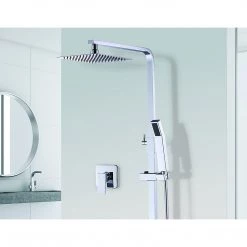 Della Francesca WELS 8" Rain Shower Head Set Square Dual Heads Faucet High Pressure With Mixer DIY & Renovation