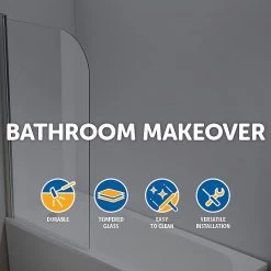 180° CHROME Pivot Door 6mm Safety Glass Bath Shower Screen By Della Francesca - 80 X 140cm DIY & Renovation