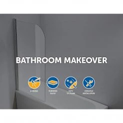 DIY & Renovation 180° Black Pivot Door 6mm Safety Glass Bath Shower Screen By Della Francesca - 90 X 140cm