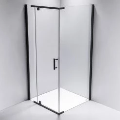 Della Francesca 1000 X 900 X 1900mm Framed Safety Glass Pivot Door Shower Screen In Black DIY & Renovation