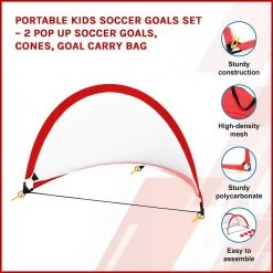 Randy & Travis Machinery Games & Hobbies Portable Kids Soccer Goals Set – 2 Pop Up Soccer Goals, Cones, Goal Carry Bag