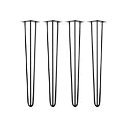 Della Francesca Set Of 4 Industrial 3-Rod Retro Hairpin Table Legs 12mm Steel Bench Desk - 71cm Black Furniture